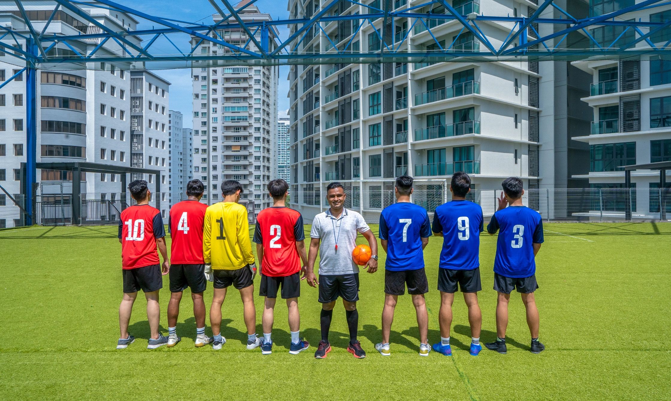 Football team lined up together