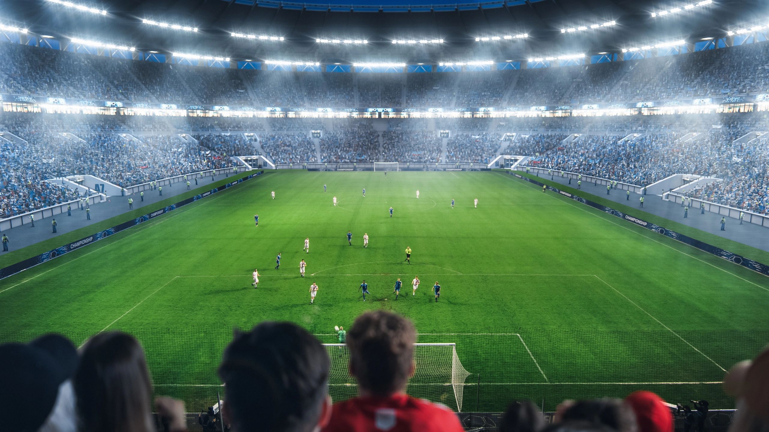 Football stadium during a match