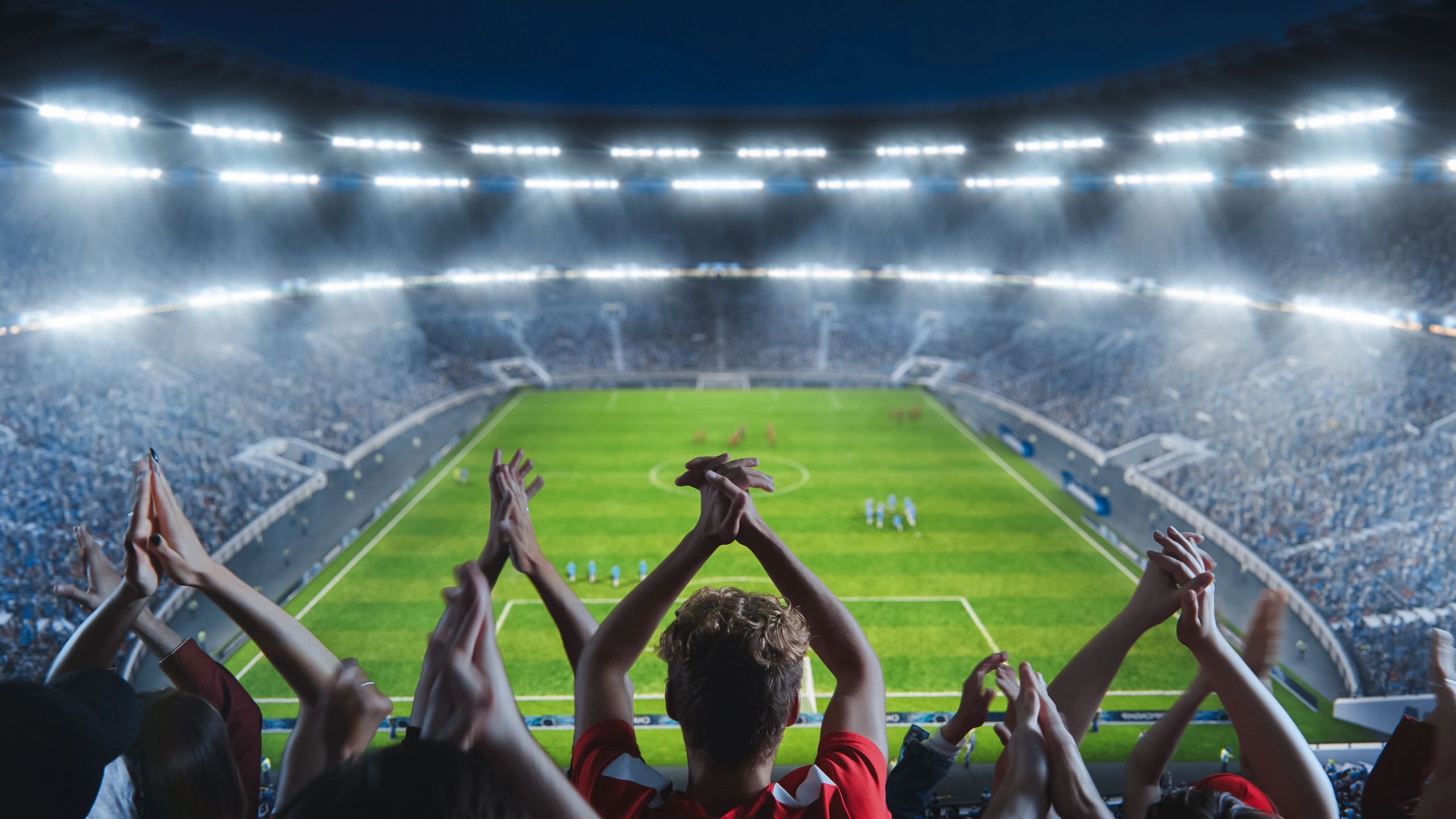 Football tournament crowd in a packed stadium