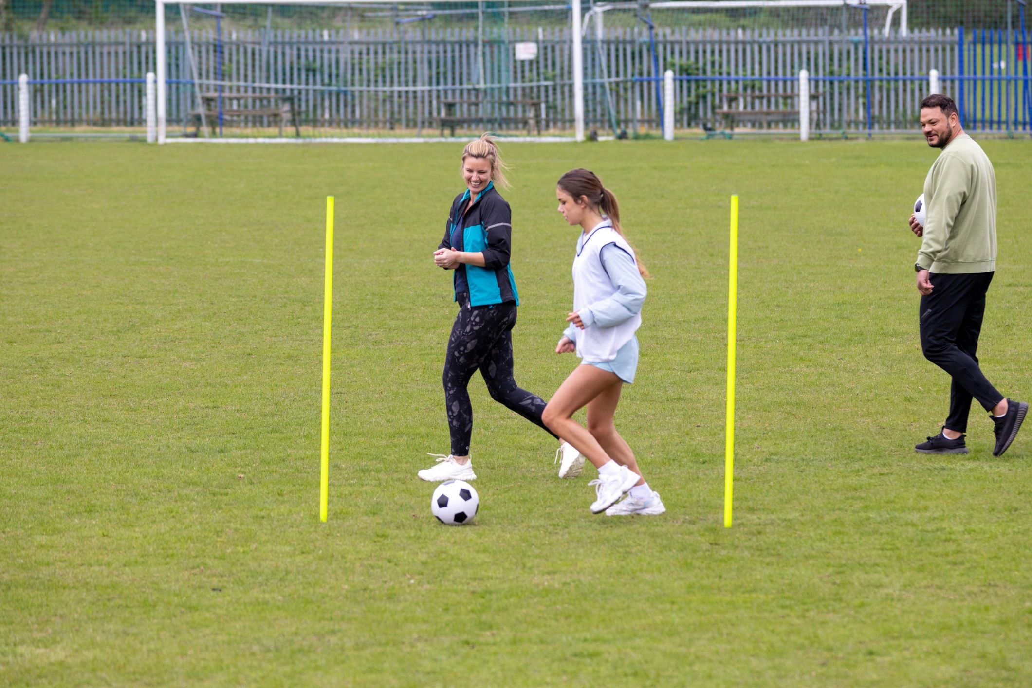 Dribbling practice through poles
